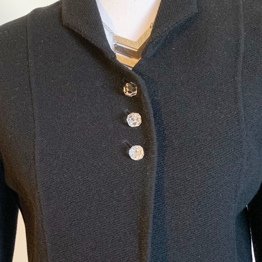 Anne KleinWool Crystal Black button Split Sleeve Jacket - Picture 3 of 6